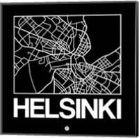 Framed Black Map of Helsinki