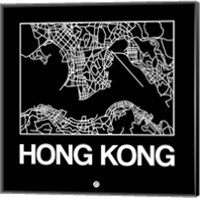 Framed Black Map of Hong Kong