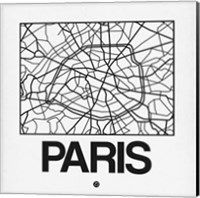 Framed White Map of Paris