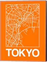 Framed Orange Map of Tokyo