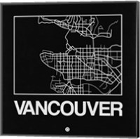 Framed Black Map of Vancouver