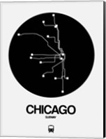 Framed Chicago Black Subway Map