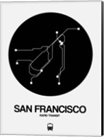 Framed San Francisco Black Subway Map