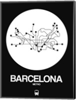 Framed Barcelona White Subway Map