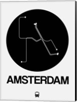 Framed Amsterdam Black Subway Map
