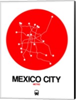 Framed Mexico City Red Subway Map