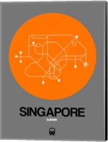 Framed Singapore Orange Subway Map