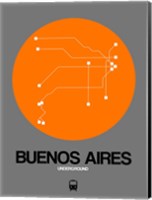 Framed Buenos Aires Orange Subway Map