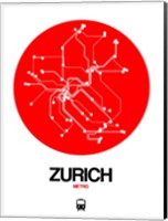 Framed Zurich Red Subway Map