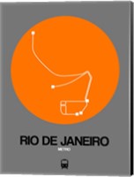 Framed Rio De Janeiro Orange Subway Map