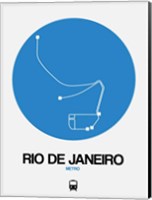 Framed Rio De Janeiro Blue Subway Map