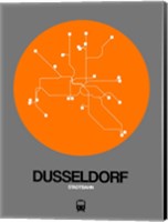 Framed Dusseldorf Orange Subway Map