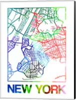 Framed New York Watercolor Street Map