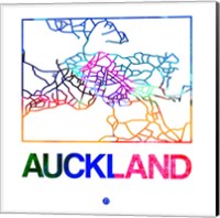 Framed Auckland Watercolor Street Map
