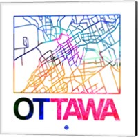 Framed Ottawa Watercolor Street Map