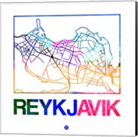 Framed Reykjavik Watercolor Street Map