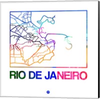 Framed Rio De Janeiro Watercolor Street Map