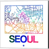 Framed Seoul Watercolor Street Map