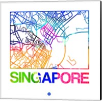 Framed Singapore Watercolor Street Map