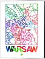 Framed Warsaw Watercolor Street Map