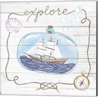 Framed 'Ship in a Bottle Explore Shiplap' border=