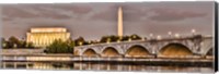 Framed Arlington Memorial Bridge with Lincoln Memorial and Washington Monument, Washington DC