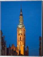 Framed Low Angle View of Clock Tower, Gdansk, Poland