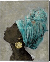Framed 'Profile of a Woman II (gold earring)' border=