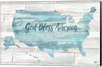 Framed God Bless America USA Map