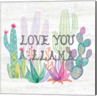 Framed Lovely Llamas Cactus Love