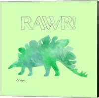 Framed 'Green Stegosaurus - Green Background' border=