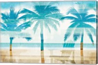 Framed Beachscape Palms with chair