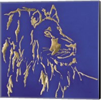 Framed Gilded Lion Indigo