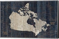 Framed Old World Map Blue Canada