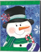 Framed Snowman with a Candy Cane