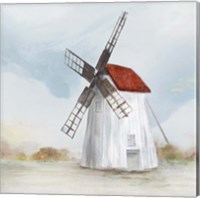 Framed 'Red Windmill II' border=