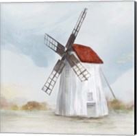 Framed 'Red Windmill II' border=