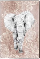 Framed Pink Paisley Elephant
