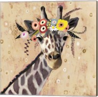 Framed 'Klimt Giraffe II' border=