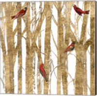 Framed 'Red Bird Christmas II' border=