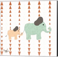 Framed 'Zoo Animals Elephants' border=
