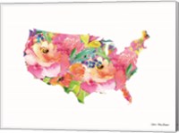 Framed Floral USA Map