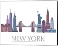 Framed New York Skyline Coloured Buildings
