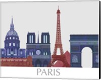 Framed Paris Landmarks , Red Blue