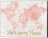 Framed Across the World Shes Going Places Pink