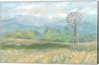 Framed Country Meadow Windmill Landscape
