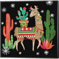 Framed Lovely Llamas III Christmas Black