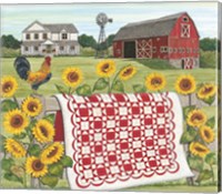 Framed Red & White Farm Quilt