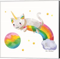 Framed 'Rainbow Caticorn II' border=