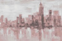 Framed Misty Day in Manhattan Pink Gray